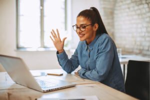 Body posture for job interview on zoom